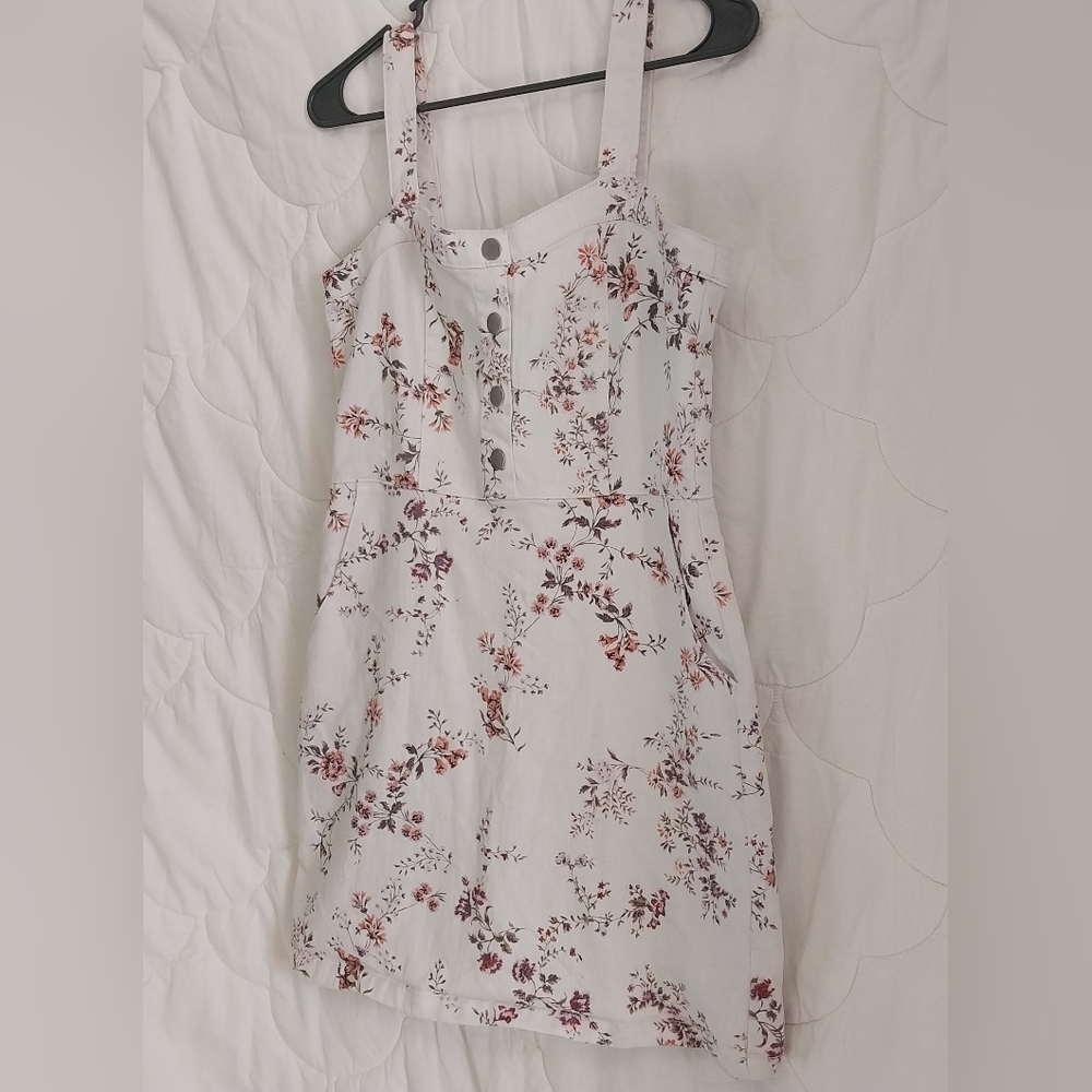 NoBo No Boundaries Juniors (Girls) 11-13 Large Floral White Demin Summer Dress - Picture 3 of 13